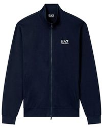 EA7 - Fitness ,Blauw ,Katoen Full Zip Core Identity Sweatshirt - Lyst