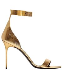 Balmain - Schoenen ,Geel ,Leer Uma Leren Sandalen Met Verstelbare Enkelband - Lyst