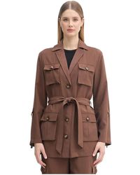GAUDI - Jassen ,Bruin ,Polyester Geknoopte Jas Tot Op De Knie - Lyst