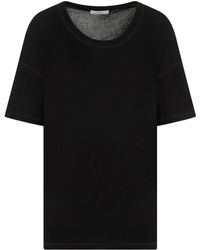 Lemaire - Geripptes schwarzes t-shirt bk999 - Lyst