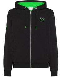 Sun 68 - Hoodies & Sweatvesten ,Zwart ,Katoen Zipper Sweatshirt - Lyst