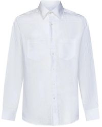 Low Brand - Camicia in lino bianco con design inserti - Lyst
