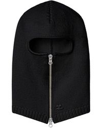 Courreges - Zwarte Wol Geborduurd Logo Rits Hoed - Lyst