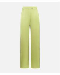 Maliparmi - Broeken ,Groen ,Polyester Glanzende Cady Broek - Lyst