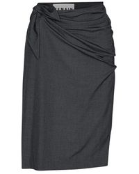 REMAIN Birger Christensen - Rokken ,Grijs ,Asymmetrische Knoopdetail Midi Rok - Lyst