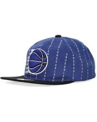 Mitchell & Ness - Accessoires ,Blauw ,Katoen Orlando Magic Gestreepte Snapback Pet - Lyst