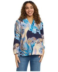 2-Biz - Blaue Bluse Mit Abstraktem Druck Vanja.Sp25 - Lyst