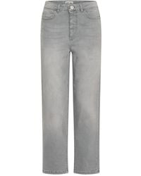 Ichi - Jeans ,Grijs ,Katoen Raven Gewassen Grijs Straight Leg Jeans - Lyst