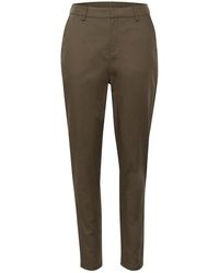 Kaffe - Broeken ,Bruin ,Bruine High-Waisted Slim Fit Broek - Lyst