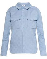 CASABLANCA - Overhemden ,Blauw ,Katoen Monogram Long Sleeve Shirt - Lyst
