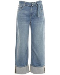 Liu Jo - Cropped Broek Met Omslag En Riem - Lyst