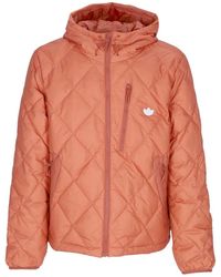 adidas - Fitness ,Oranje ,Polyester Gewatteerd Donsjack Met Verstelbare Capuchon - Lyst