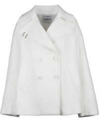 Dondup - Jassen ,Wit ,Zachte Double-Breasted Jas Met Voering - Lyst