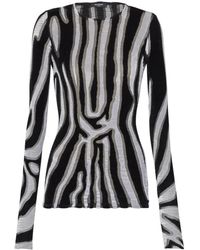 Balmain - Tops ,Veelkleurig ,Zebra-Print Velvet Bodycon Top - Lyst