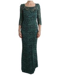 Dolce & Gabbana Floral Crystal Ricamo Sheath Dress - Groen