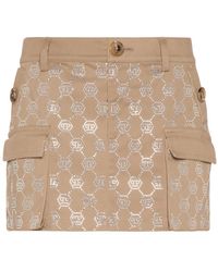 Philipp Plein - Rokken ,Katoen Cargo Mini Rok Strass Monogram - Lyst