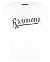 John Richmond - Einfaches t-shirt mit rundhalsausschnitt und kurzen ärmeln - Lyst