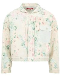Junya Watanabe - Jassen ,Veelkleurig ,Floral Print Chest Pocket Jacket - Lyst