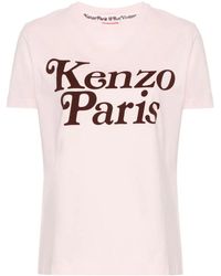 KENZO - T-shirt rosa chiaro con stampa logo - Lyst