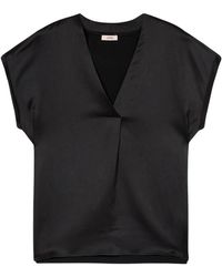 Oltre - Tweekleurig T-Shirt Met V-Hals - Lyst