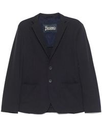 Herno - Jassen ,Blauw ,Midnight Button Jas Met Zakken - Lyst