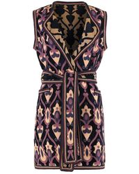 Etro - Jassen ,Veelkleurig ,Katoen Lange Omkeerbare Chenille Jacquard Gilet - Lyst