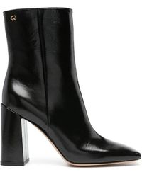 Gianvito Rossi - Schwarze Leder Stiefeletten Mit Blockabsatz - Lyst