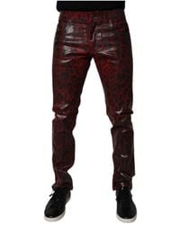 Dolce & Gabbana - Rote Leopard Skinny Denim Jeans - Lyst