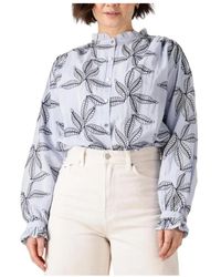 Nukus - Overhemden ,Blauw ,Katoen Jenna Blouse Embroidery - Lyst