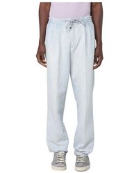 Brunello Cucinelli - Blaue Leinen Kordelzug Freizeithose - Lyst