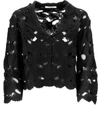 Kangra - Schwarzer Kaschmir Baumwolle Spitzenpullover - Lyst