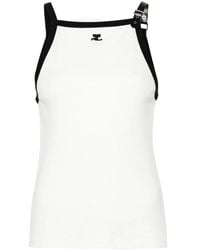 Courreges - Top de jersey de algodón blanco con detalle de contraste - Lyst