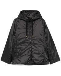 Max Mara - Jassen ,Zwart ,Zwarte Jas Met Capuchon En Ritssluiting - Lyst