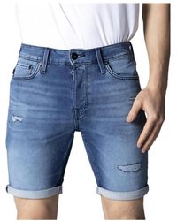 Jack & Jones - Denim Shorts Met Distressed Details En Raw Zoom - Lyst