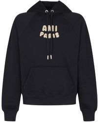 Ami Paris - Blauwe Hoodie Trui - Lyst
