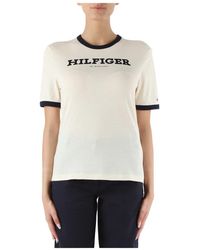 Tommy Hilfiger - T-shirt in cotone con logo velour - Lyst