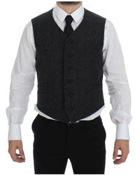 Dolce & Gabbana - Gilet vestito in lana grigia - Lyst