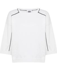 Alpha Studio - Truien & Vesten ,Wit ,Shirt Met Korte Mouwen En Ronde Hals Met Schouderbies - Lyst