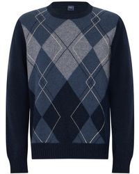 Fedeli - Pullover Mit Rundhalsausschnitt Und Rautenmuster - Lyst