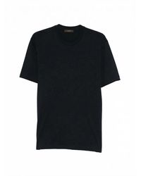 Zanone - Tops ,Blauw ,Katoen Slim Fit T-Shirt Van Katoen En Zijde Jersey - Lyst