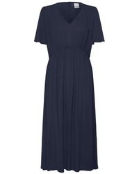Ichi - Kleedjes ,Blauw ,Midi Jurken - Lyst