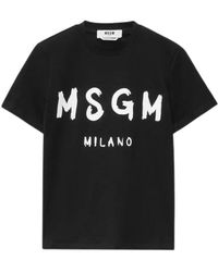 MSGM - T-Shirt Met Ronde Hals En Korte Mouwen - Lyst