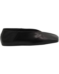 Jil Sander - Schwarze leder flache schuhe mit eckiger spitze - Lyst