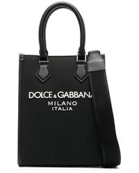 Dolce & Gabbana - Tote bags,handtasche aus nylon und leder mit geprägtem logo - Lyst