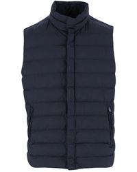 Herno - Jassen ,Zwart ,Nylon Gewatteerd Jack Met Hoge Kraag - Lyst