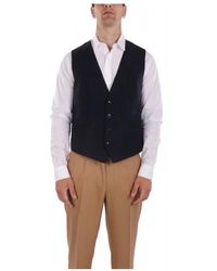 HUGO - Kostuums ,Blauw ,Wol Slim Fit Vest - Lyst