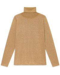 Maliparmi - Truien & Vesten ,Geel ,Polyester Glanzende Soepele Lurex Truien - Lyst