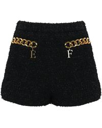 Elisabetta Franchi - Schwarze tweed shorts mit elastischem bund - Lyst