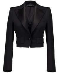 Dolce & Gabbana - Jassen ,Zwart ,Wol Korte Jas Van Wolgabardine - Lyst