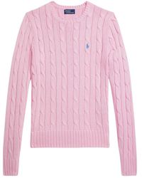 Polo Ralph Lauren - Truien & Vesten ,Roze ,Katoen Julianna Kabeltrui - Lyst